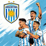 阿根廷国家足球队队徽及球员庆祝画面